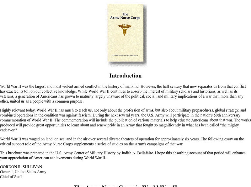 U.s. Army Center of Military History: The Army Nurse Corps Article