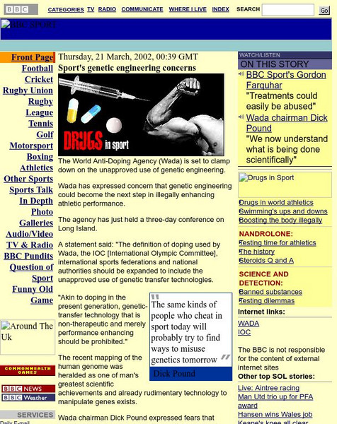 Bbc: Sport's Genetic Engineering Concerns Handout Bbc: Sport's Genetic Engineering Concerns Handout