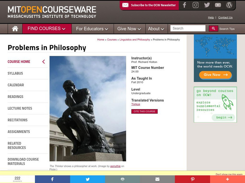 Mit: Open Course Ware: Problems in Philosophy Online Course Mit: Open Course Ware: Problems in Philosophy Online Course