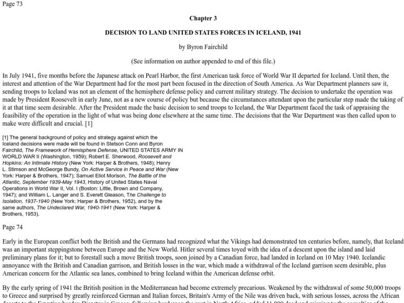 U.s. Army Center of Military History: Decision to Land u.s. Forces in Iceland Primary U.s. Army Center of Military History: Decision to Land u.s. Forces in Iceland Primary