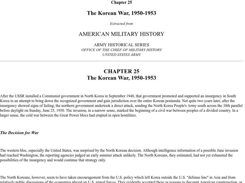 U.s. Army Center of Military History: American Military History: Korean War, 1950 53 Handout U.s. Army Center of Military History: American Military History: Korean War, 1950 53 Handout