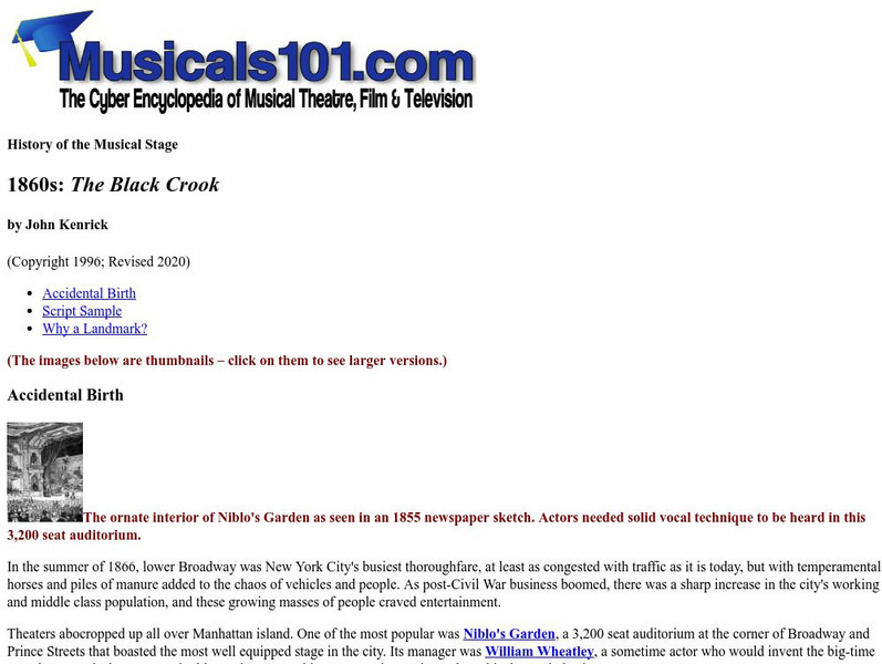 Musicals 101: Early u.s. Musicals Article Musicals 101: Early u.s. Musicals Article