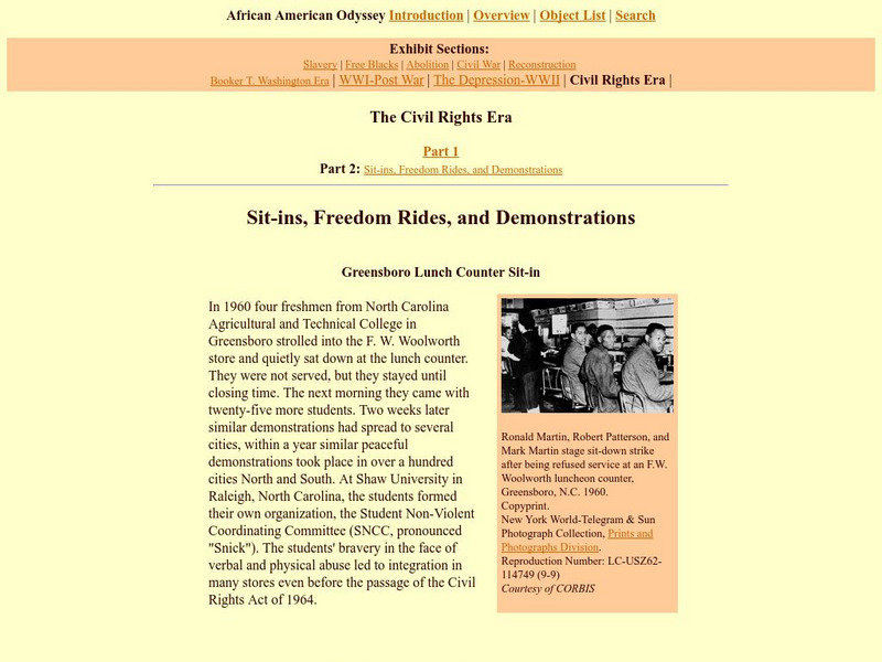 Loc: African American Odyssey: Sit Ins, Freedom Rides, and Demonstrations Website Loc: African American Odyssey: Sit Ins, Freedom Rides, and Demonstrations Website