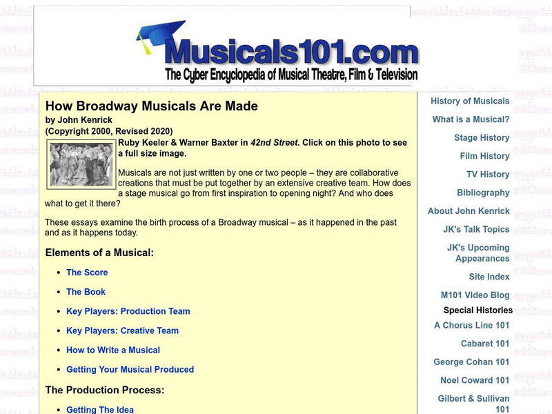 Musicals 101: How Broadway Musicals Are Made Handout