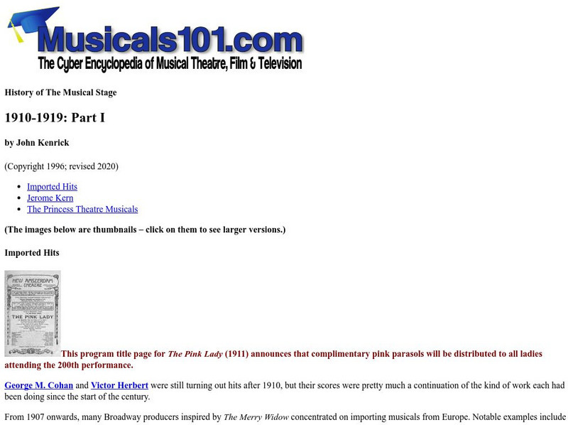 Musicals101: History of the Stage Musical 1910 1920 Article Musicals101: History of the Stage Musical 1910 1920 Article