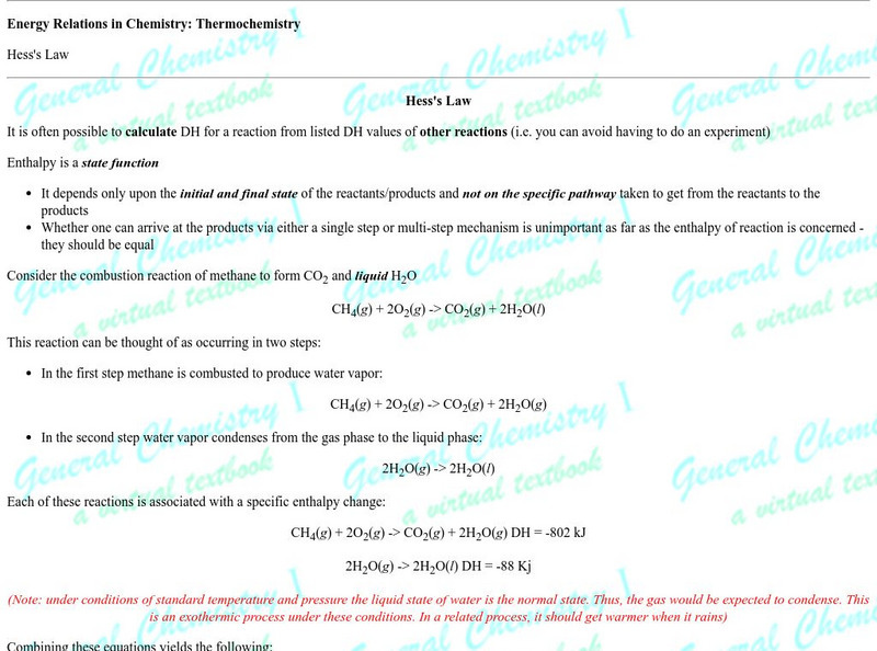 Florida State University: Thermochemistry: Hess's Law Activity Florida State University: Thermochemistry: Hess's Law Activity