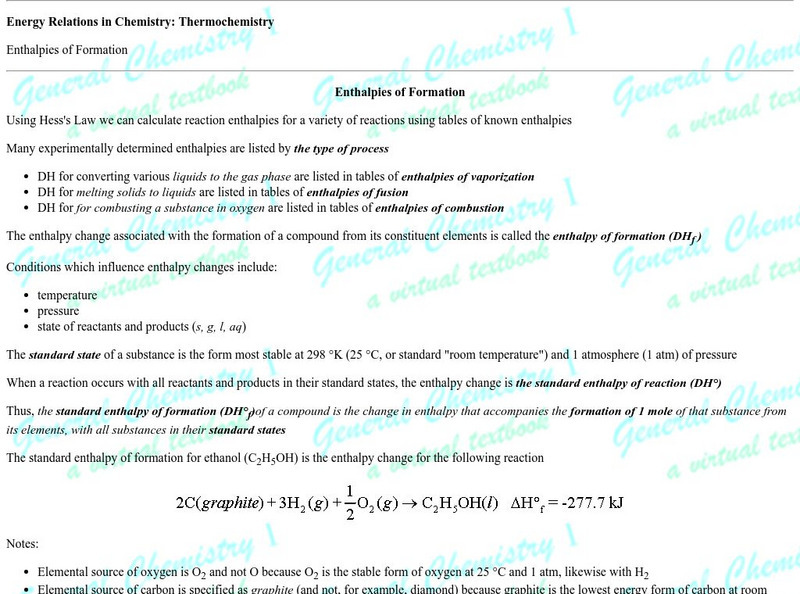 Florida State Univeristy: Thermochemistry: Enthalpies of Formation Activity Florida State Univeristy: Thermochemistry: Enthalpies of Formation Activity