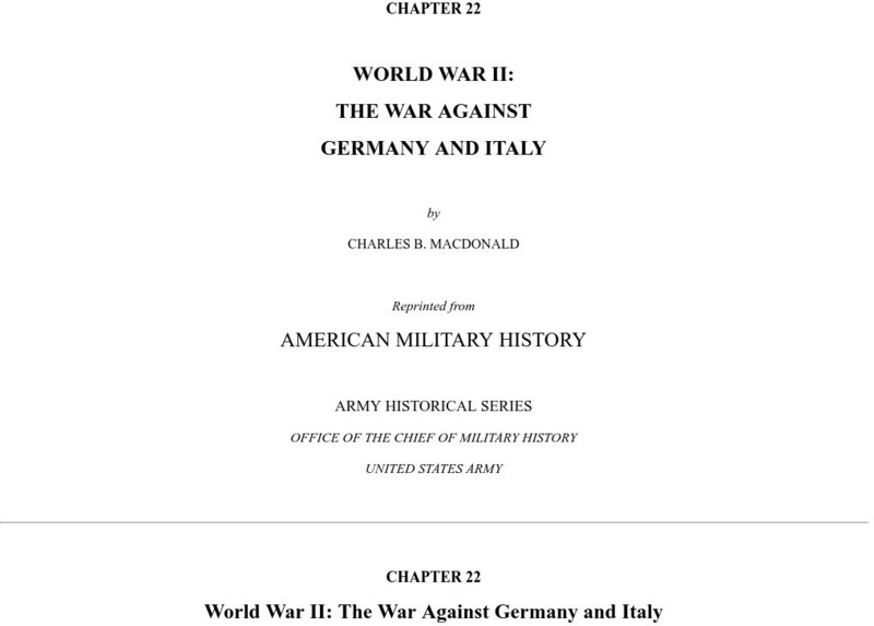 U.s. Army Center of Military History: World War Ii: The War Against Italy and Germany Article U.s. Army Center of Military History: World War Ii: The War Against Italy and Germany Article