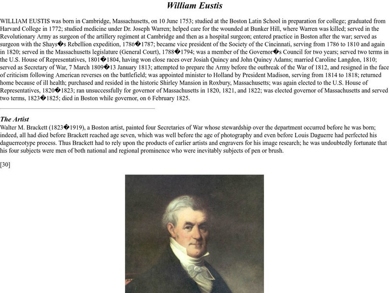 U.s. Army Center of Military History: William Eustis eBook