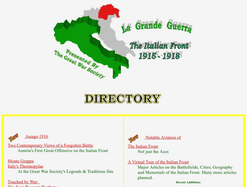 Worldwar1.com: Great War Society: La Grande Guerra: The Italian Front, 1915 1918 Website