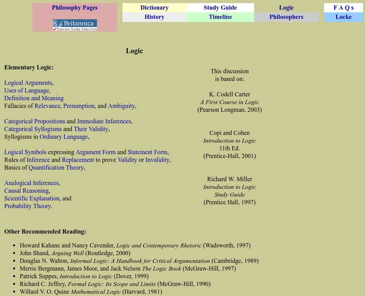Philosophy Pages: Logic Handout Philosophy Pages: Logic Handout