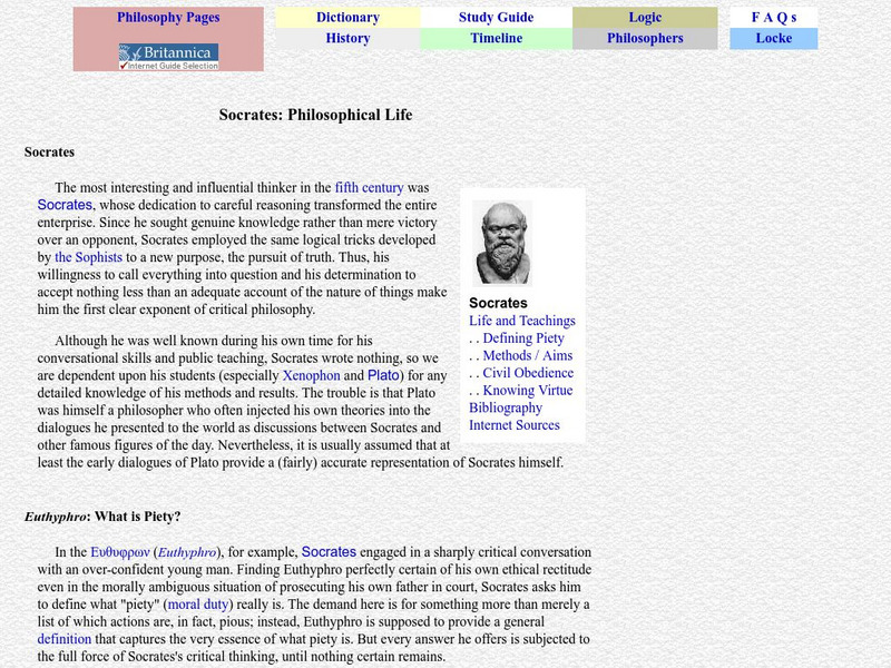 Philosophy Pages: Socrates Philosophical Life Handout Philosophy Pages: Socrates Philosophical Life Handout