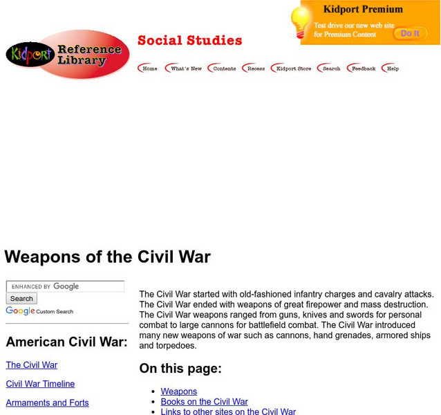 Kidport: Weapons of the Civil War Website Kidport: Weapons of the Civil War Website