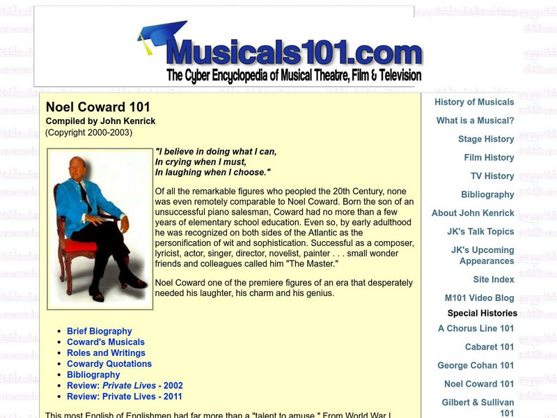 Musicals101: Noel Coward 101 Website