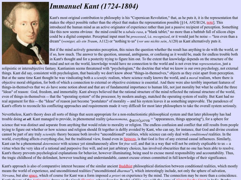 Friesian.com: Immanuel Kant (1724 1804) Handout Friesian.com: Immanuel Kant (1724 1804) Handout