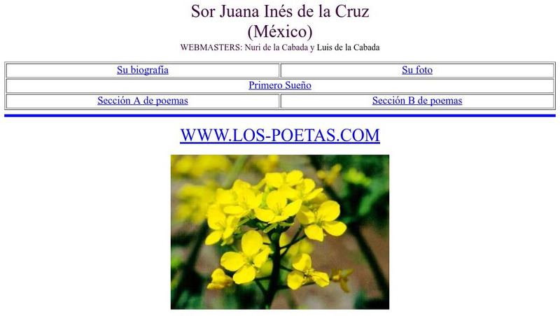 Los Poetas: Sor Juana Ines De La Cruz Website Los Poetas: Sor Juana Ines De La Cruz Website