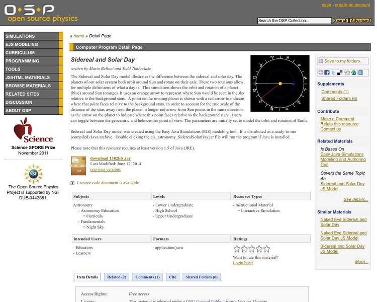 Com Padre Digital Library: Open Source Physics: Astronomy: Sidereal Solar Day Interactive Com Padre Digital Library: Open Source Physics: Astronomy: Sidereal Solar Day Interactive
