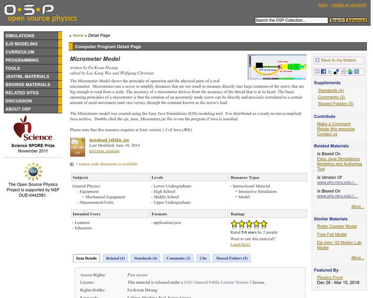 Com Padre Digital Library: Open Source Physics: Micrometer Model Activity Com Padre Digital Library: Open Source Physics: Micrometer Model Activity