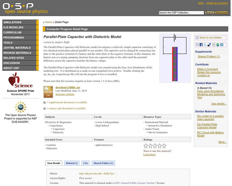 Com Padre Digital Library: Open Source Physics: Parallel Plate Capacitor Handout Com Padre Digital Library: Open Source Physics: Parallel Plate Capacitor Handout