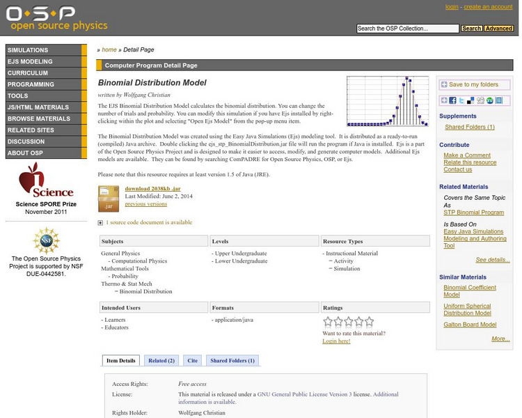 Com Padre Digital Library: Open Source Physics: Binomial Distribution Model Unit Plan Com Padre Digital Library: Open Source Physics: Binomial Distribution Model Unit Plan