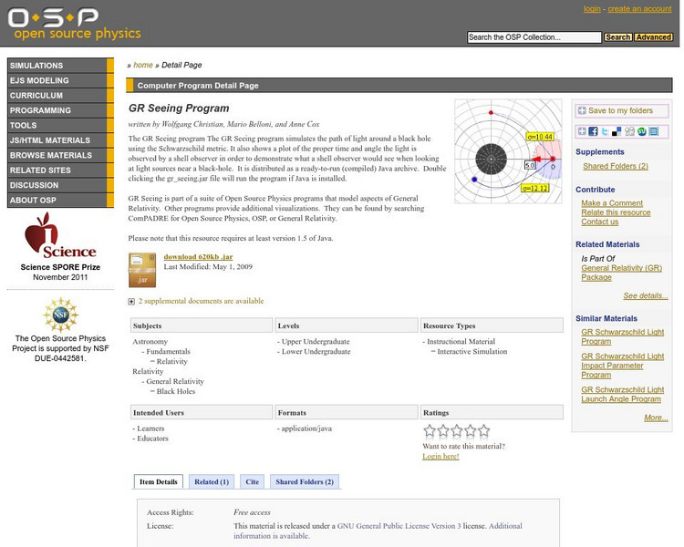 Com Padre Digital Library: Open Source Physics: Gr Seeing Program Interactive Com Padre Digital Library: Open Source Physics: Gr Seeing Program Interactive
