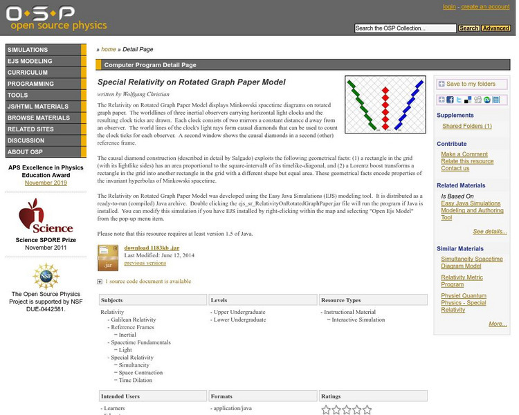 Com Padre Digital Library: Open Source Physics: Special Relativity on Rotated Graph Paper Model Interactive Com Padre Digital Library: Open Source Physics: Special Relativity on Rotated Graph Paper Model Interactive