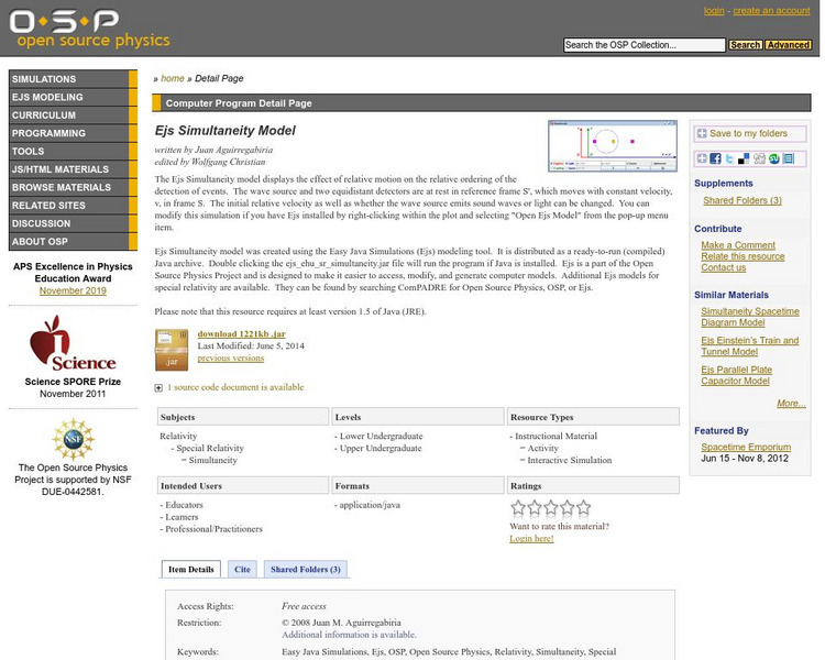 Com Padre Digital Library: Open Source Physics: Ejs Simultaneity Model Interactive Com Padre Digital Library: Open Source Physics: Ejs Simultaneity Model Interactive