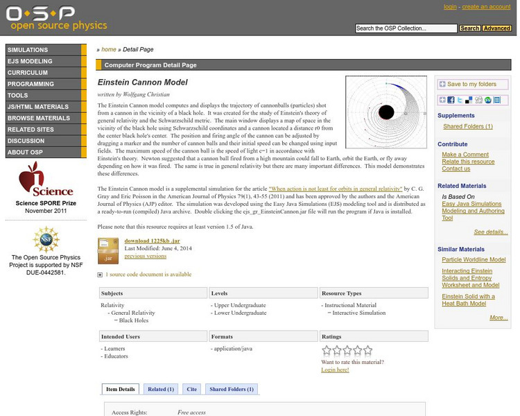 Com Padre Digital Library: Open Source Physics: Einstein Cannon Model Interactive Com Padre Digital Library: Open Source Physics: Einstein Cannon Model Interactive
