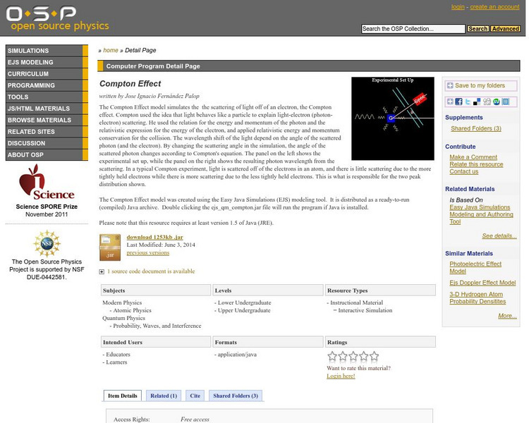 Com Padre Digital Library: Open Source Physics: Compton Effect Handout Com Padre Digital Library: Open Source Physics: Compton Effect Handout