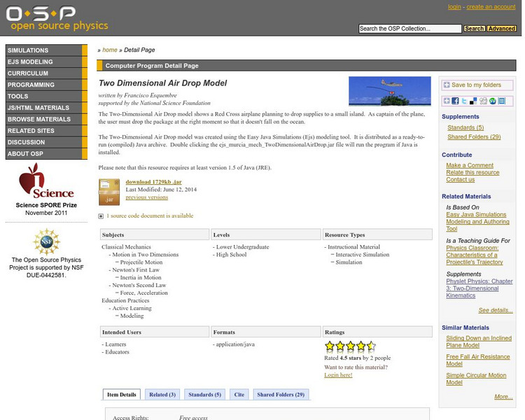 Com Padre Digital Library: Open Source Physics: Two Dimensional Air Drop Model Interactive Com Padre Digital Library: Open Source Physics: Two Dimensional Air Drop Model Interactive