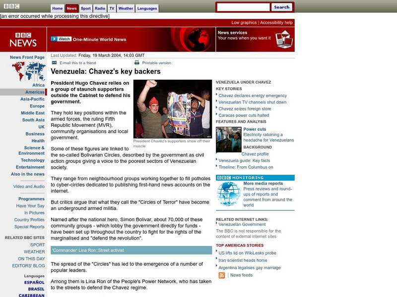 Bbc: The Backers of Chavez Handout Bbc: The Backers of Chavez Handout
