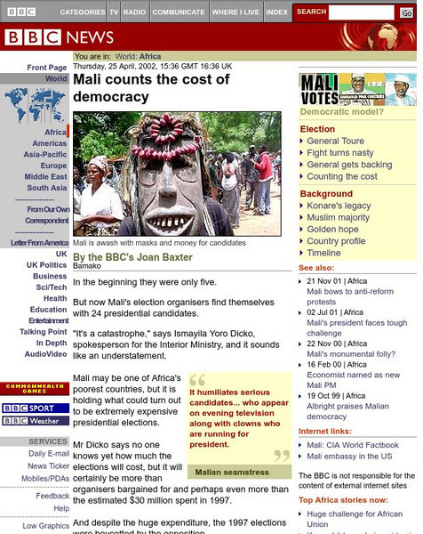 Bbc News: Mali Counts the Cost of Democracy Website Bbc News: Mali Counts the Cost of Democracy Website