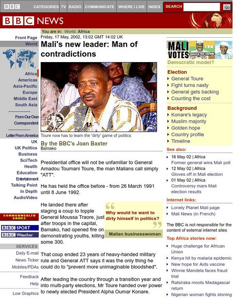 Bbc News: Mali's New Leader: Man of Contradictions Website Bbc News: Mali's New Leader: Man of Contradictions Website