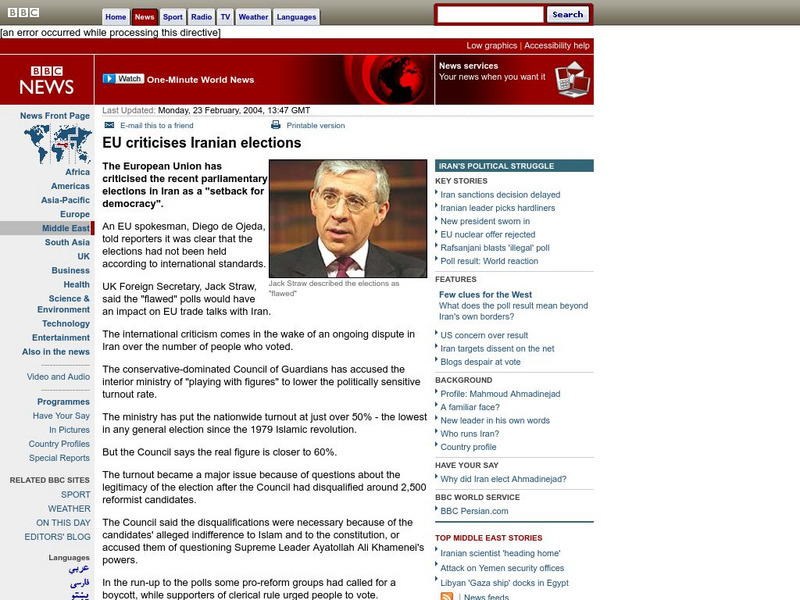 Bbc: Eu Criticizes Iranian Elections Article Bbc: Eu Criticizes Iranian Elections Article