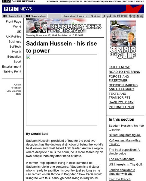 Bbc: Saddam Hussein's Rise to Power Article Bbc: Saddam Hussein's Rise to Power Article