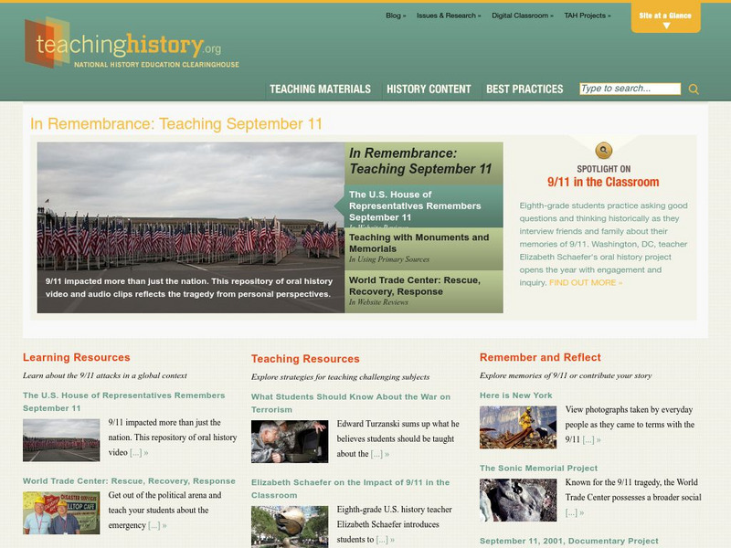 Teaching History: Spotlight on 9/11 in the Classroom: In Remembrance Lesson Plan Teaching History: Spotlight on 9/11 in the Classroom: In Remembrance Lesson Plan
