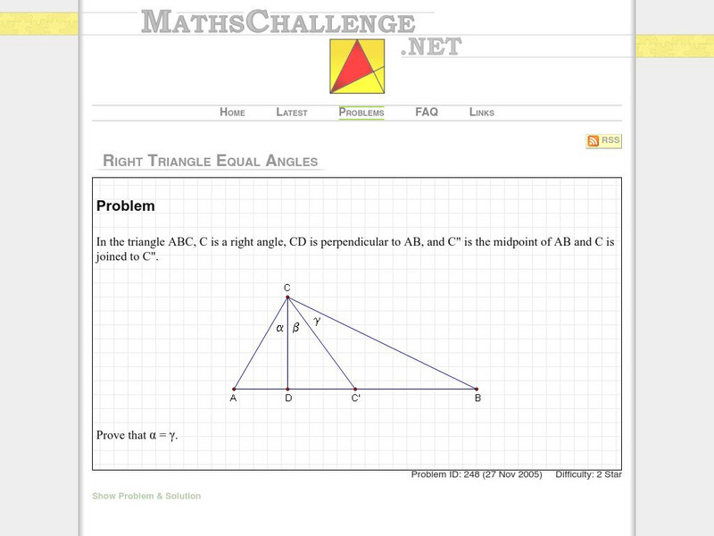 Maths challenge.net: Right Triangle Equal Parts Activity