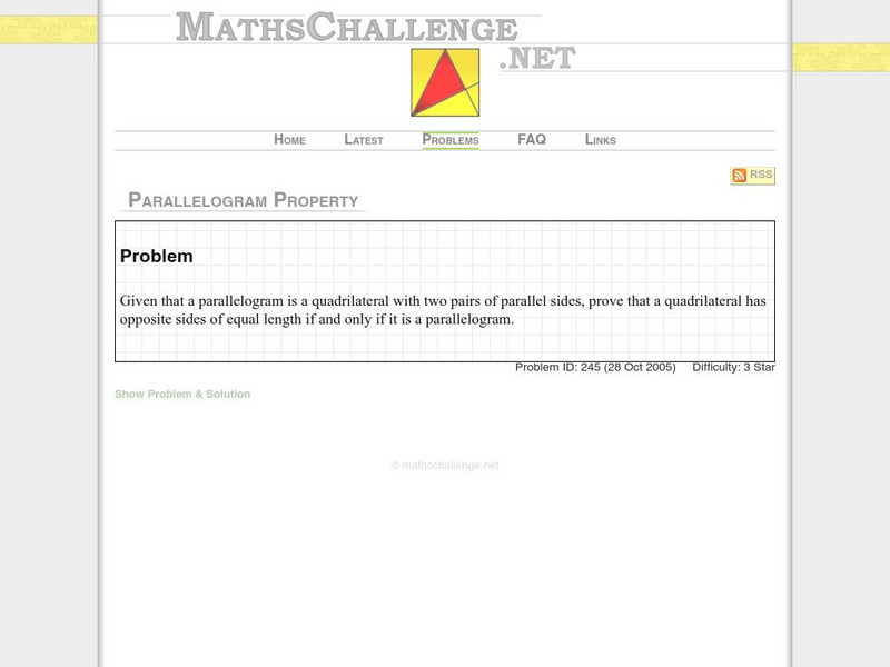 Maths challenge.net: Parallelogram Property Activity