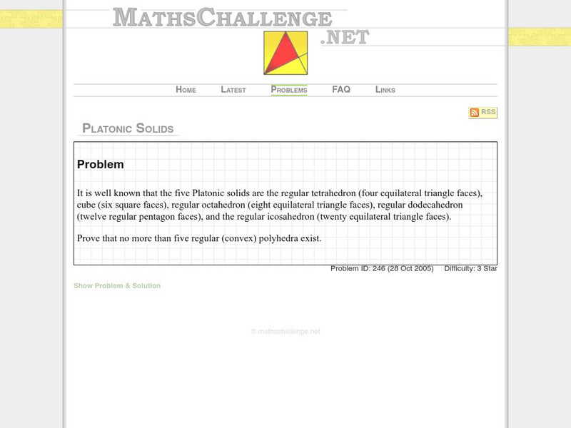 Maths challenge.net: Platonic Solids Activity Maths challenge.net: Platonic Solids Activity