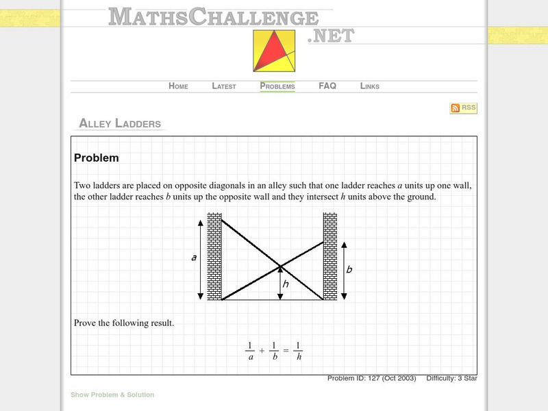 Maths challenge.net: Alley Ladders Activity Maths challenge.net: Alley Ladders Activity