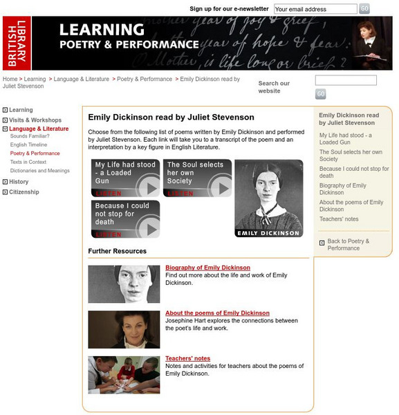 British Library: Poetry & Performance: Emily Dickinson Audio British Library: Poetry & Performance: Emily Dickinson Audio