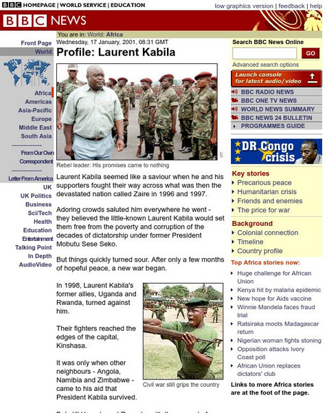 Bbc: Laurent Kabila Profile Website Bbc: Laurent Kabila Profile Website