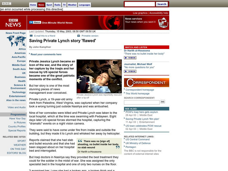 Bbc: Saving Private Lynch Stroy 'Flawed' Article Bbc: Saving Private Lynch Stroy 'Flawed' Article