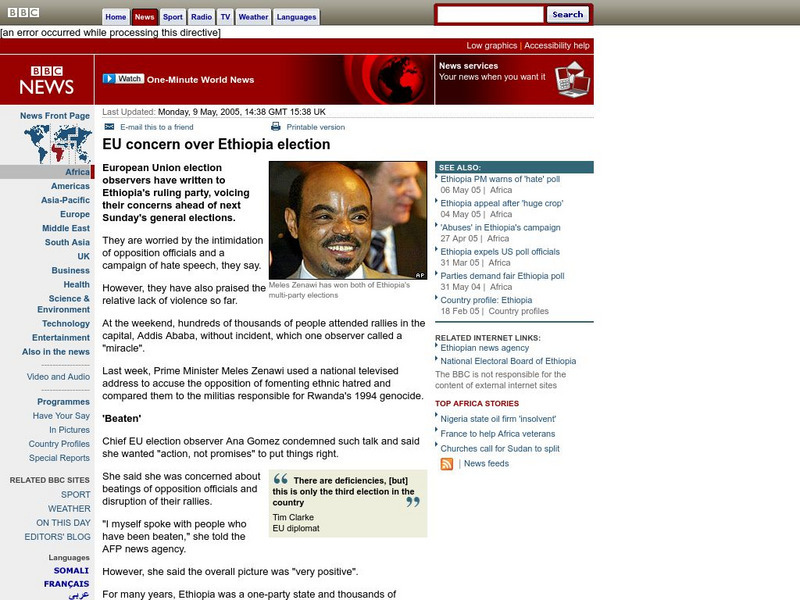Bbc: Eu Concern Over Ethiopia Election Website Bbc: Eu Concern Over Ethiopia Election Website