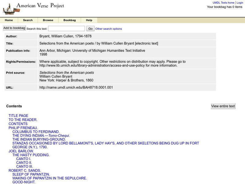 American Verse Project: Poems by William Cullen Bryant eBook