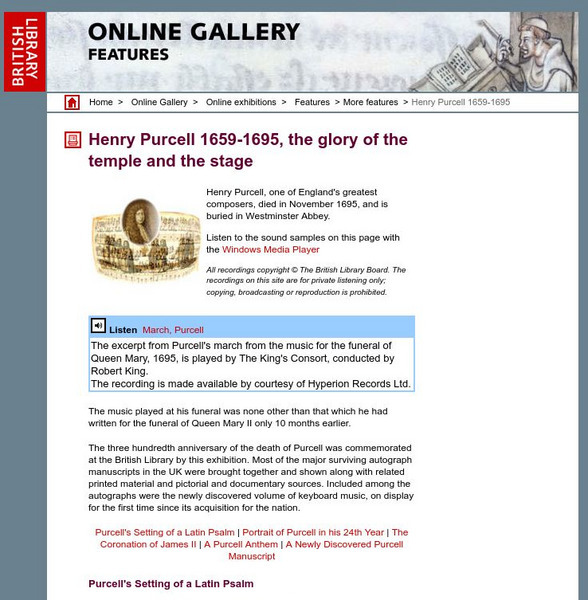 British Library: Henry Purcell: The Glory of the Temple and the Stage Website British Library: Henry Purcell: The Glory of the Temple and the Stage Website