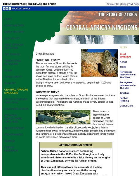Bbc: The Story of Africa Great Zimbabwe Website Bbc: The Story of Africa Great Zimbabwe Website