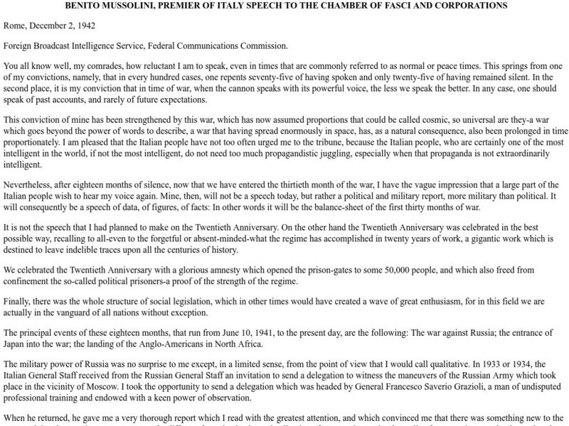 Ibiblio: Benito Mussolini, Premier of Italy Speech Primary Ibiblio: Benito Mussolini, Premier of Italy Speech Primary