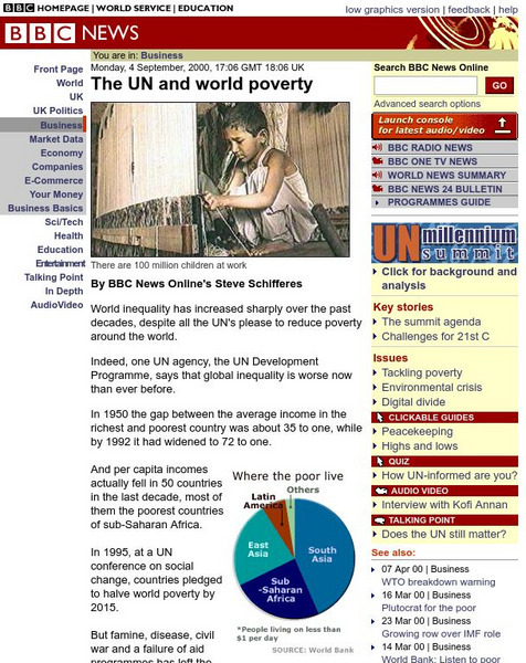 Bbc: The Un and World Poverty Article Bbc: The Un and World Poverty Article