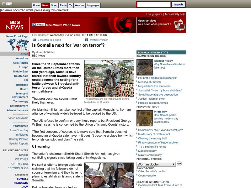 Bbc: Is Somalia Next for 'War on Terror'? Website Bbc: Is Somalia Next for 'War on Terror'? Website
